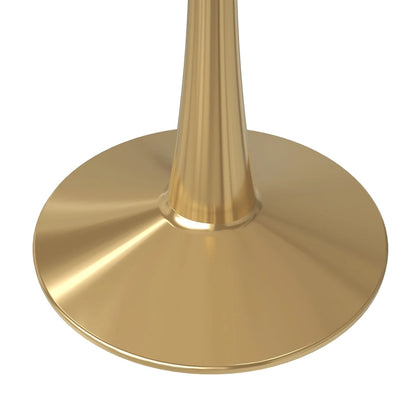 LeisureMod Bristol 40 Round Dining Table for 4 with MDF Tabletop in Gold Steel Base for Kitchen & Dining Room