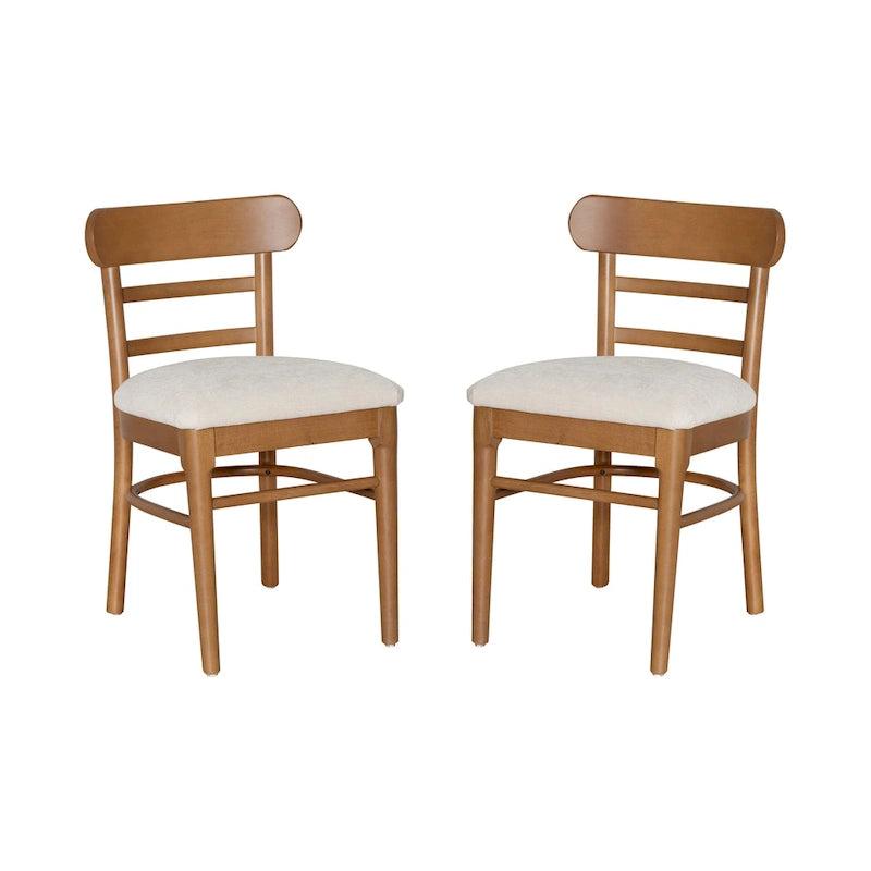 Lochside Brown & Grey Wooden Upholestered Dining Chair Set of 2