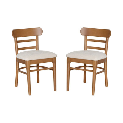 Lochside Brown & Grey Wooden Upholestered Dining Chair Set of 2