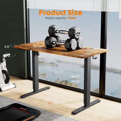 Electric Height Adjustable Standing Desk,Sit to Stand Ergonomic Computer Desk,Black,55 x 24
