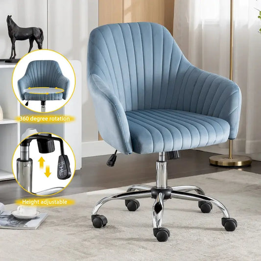 Accent chair Modern home office leisure chair with adjustable velvet height and adjustable casters