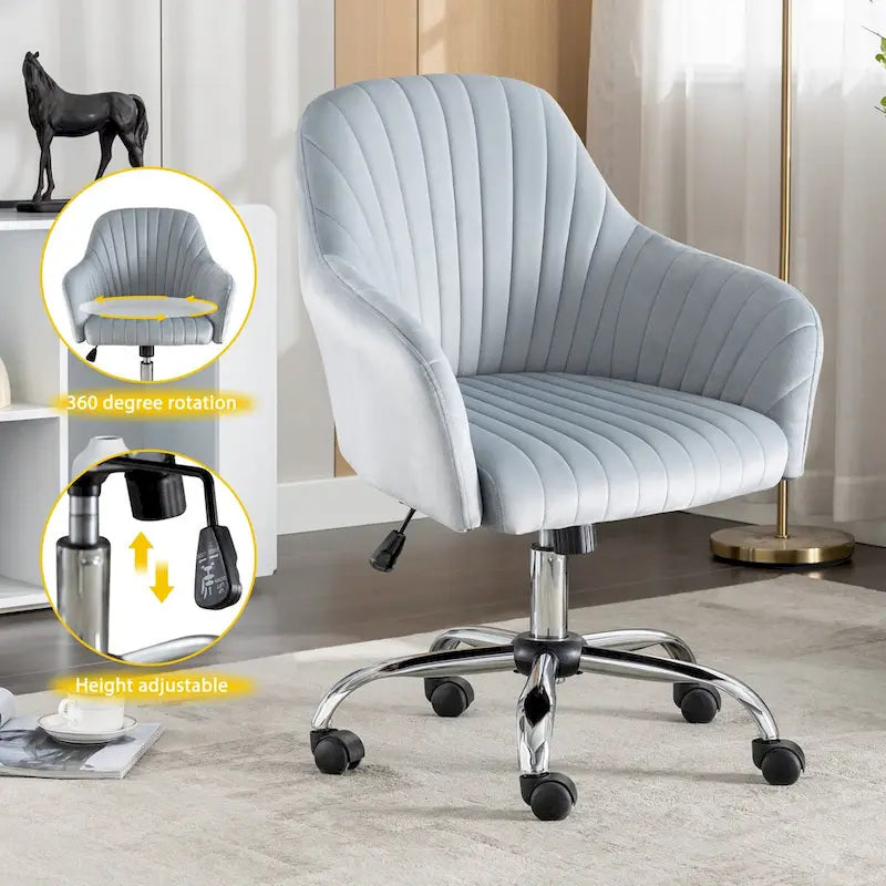 Accent chair Modern home office leisure chair with adjustable velvet height and adjustable casters