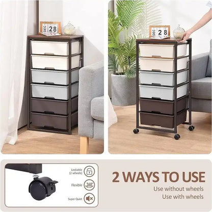 Rolling Storage Cart with 6 Drawers - 12.99D x 16.3W x 34.4H