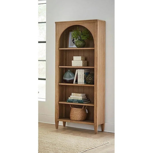 Modern Wood Open Bookcase, Office Shelving, Storage Cabinet, Fully Assembled, Light Brown