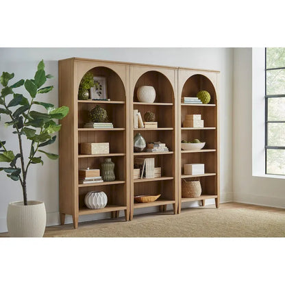 Modern Wood Open Bookcase, Office Shelving, Storage Cabinet, Fully Assembled, Light Brown