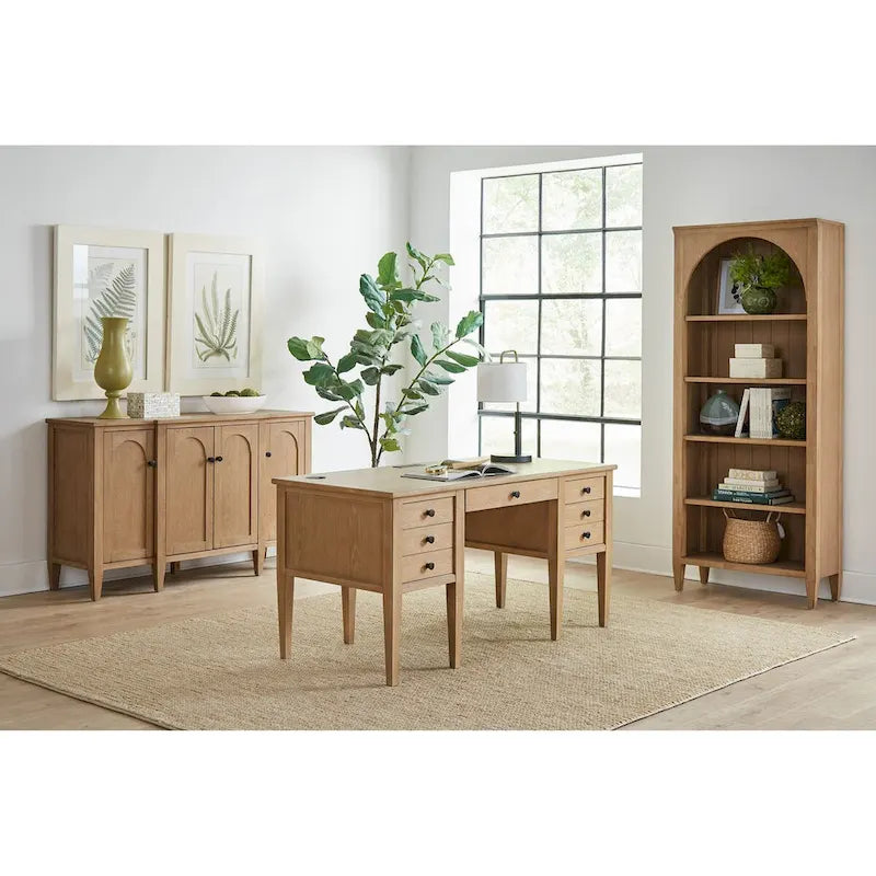 Modern Wood Open Bookcase, Office Shelving, Storage Cabinet, Fully Assembled, Light Brown