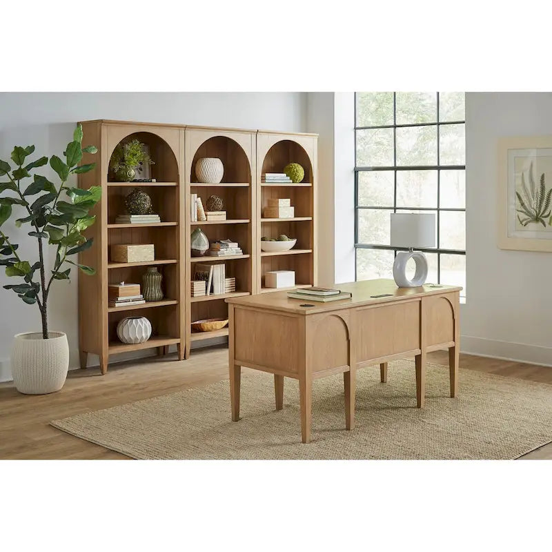 Modern Wood Open Bookcase, Office Shelving, Storage Cabinet, Fully Assembled, Light Brown