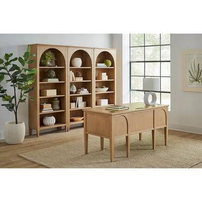 Modern Wood Open Bookcase, Office Shelving, Storage Cabinet, Fully Assembled, Light Brown
