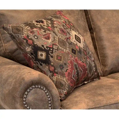 Rancho Rustic Brown Buckskin Fabric Sofa and Chair Set