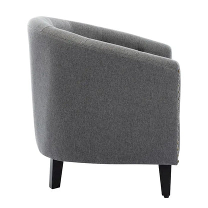 PU Leather Tufted Barrel ChairTub Chair for Living Room Bedroom Club Chairs