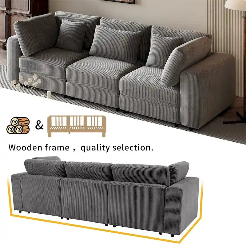 105 3 Seater Sofa with Removable Back Cushions and 5 Pillows