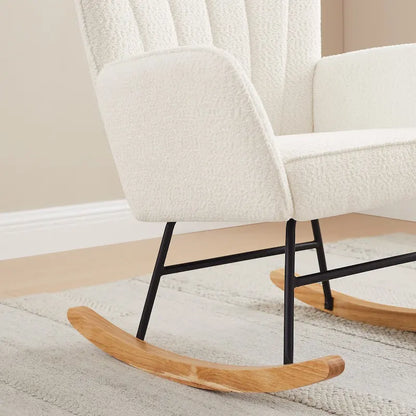 VANOMi 26.77 Wide Boucle Upholstered Nursery Rocking Chair with Wood Legs (Set of 2)
