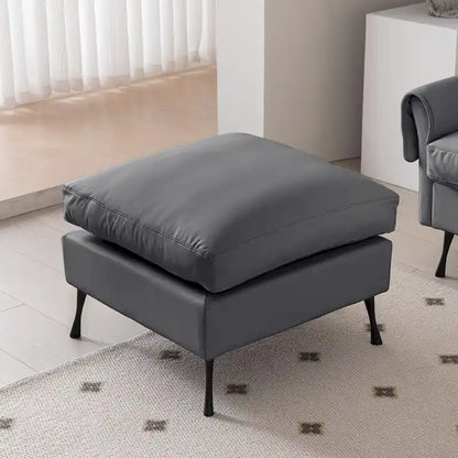 Modern 104.5 L-Shaped Sofa with Technical Leather Upholstery and Convertible Ottoman, Dark Gray