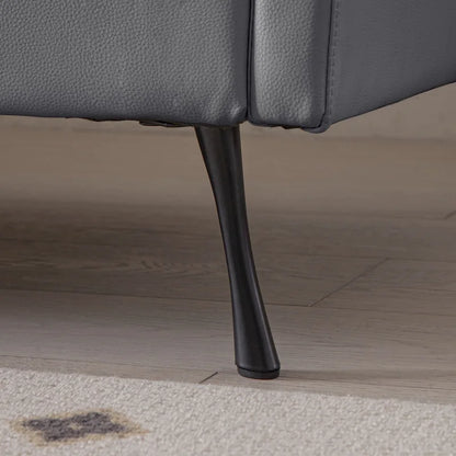 Modern 104.5 L-Shaped Sofa with Technical Leather Upholstery and Convertible Ottoman, Dark Gray