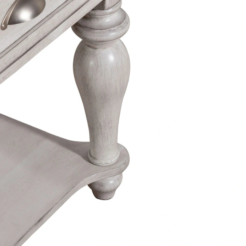 Ocean Isle Antique White & Weathered Pine Drawer End Table