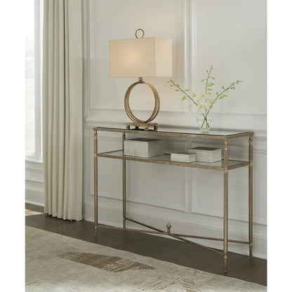 Signature Design by Ashley Cloverty Aged Gold Sofa Table - 45 W x 14 D x 33 H