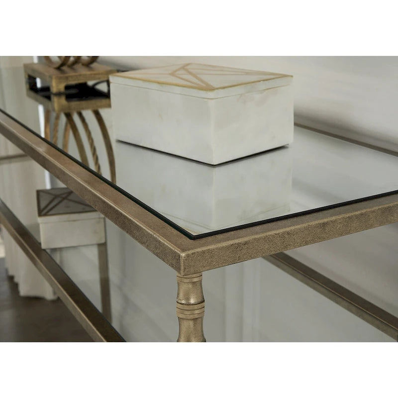 Signature Design by Ashley Cloverty Aged Gold Sofa Table - 45 W x 14 D x 33 H