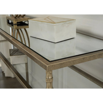 Signature Design by Ashley Cloverty Aged Gold Sofa Table - 45 W x 14 D x 33 H