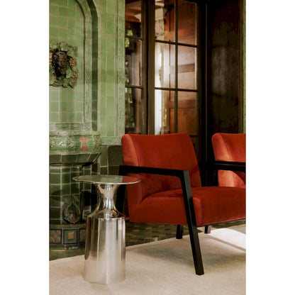 Macari Art Deco Polised Aluminum Accent Table - 14.5W x 14.5D x 21H