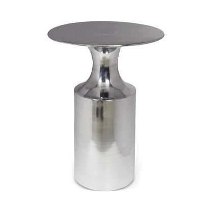Macari Art Deco Polised Aluminum Accent Table - 14.5W x 14.5D x 21H