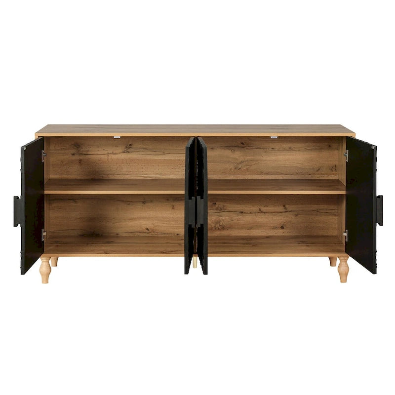 Carved Symmetrical Design Door Sideboard