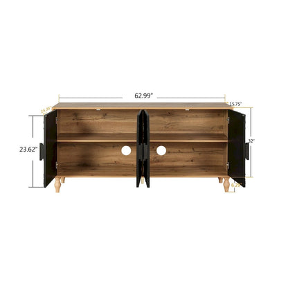 Carved Symmetrical Design Door Sideboard