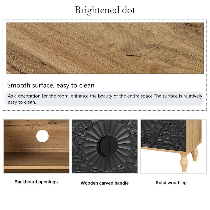 Carved Symmetrical Design Door Sideboard