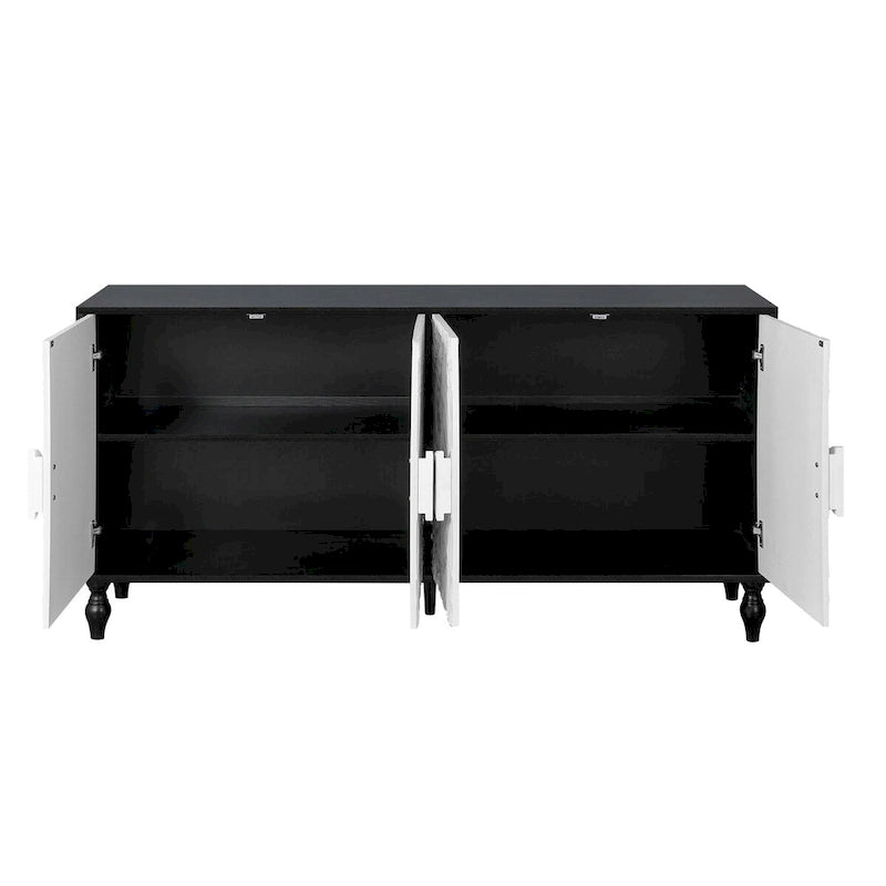 Carved Symmetrical Design Door Sideboard