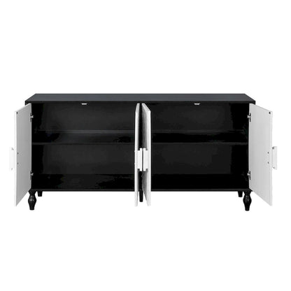 Carved Symmetrical Design Door Sideboard