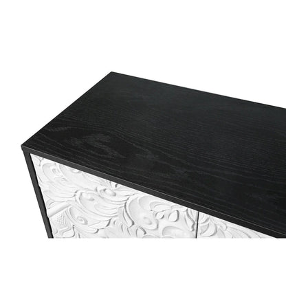 Carved Symmetrical Design Door Sideboard