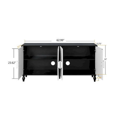 Carved Symmetrical Design Door Sideboard