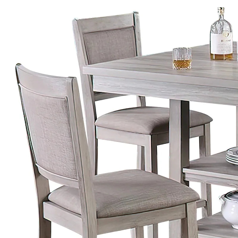 5 Piece Counter Height Dining Set, Table and 4 Chairs, Padded Seats, Gray