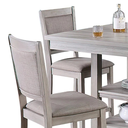 5 Piece Counter Height Dining Set, Table and 4 Chairs, Padded Seats, Gray