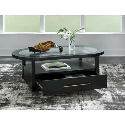 Signature Design by Ashley Winbardi Black/Gray Coffee Table - 52 W x 28 D x 18.25 H