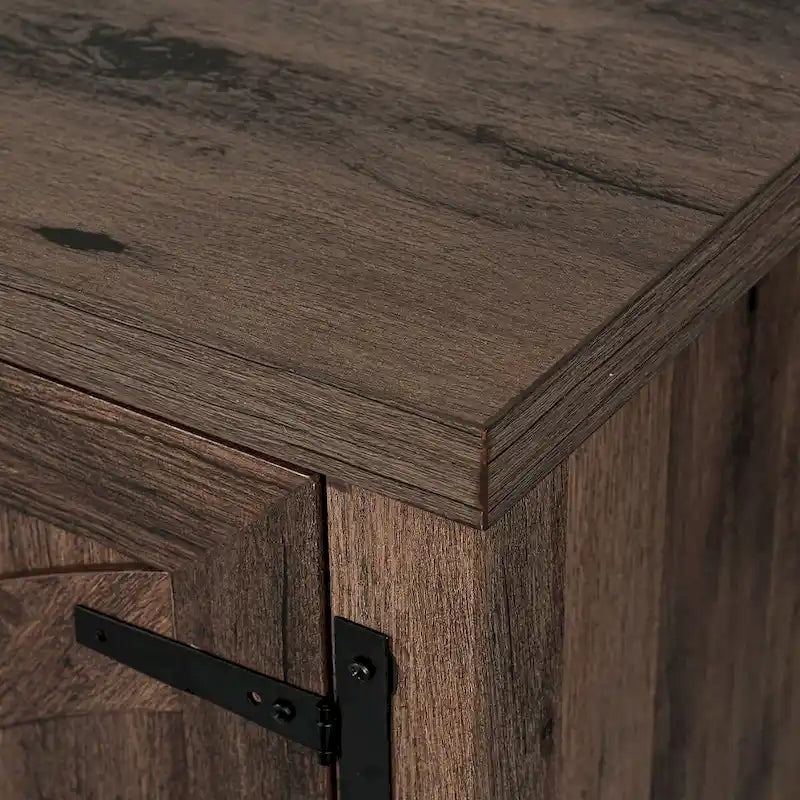 58 Rustic Walnut Barn Door Wood Console TV Stand for TV's up to 65 - 58 inches in width