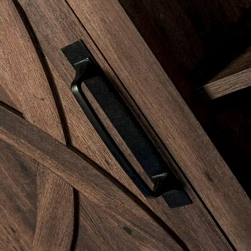 58 Rustic Walnut Barn Door Wood Console TV Stand for TV's up to 65 - 58 inches in width