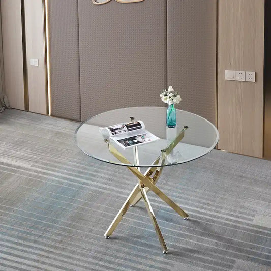 Artisan Contemporary Round Clear Dining Tempered Glass Table