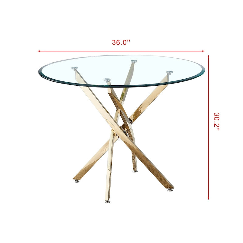 Artisan Contemporary Round Clear Dining Tempered Glass Table