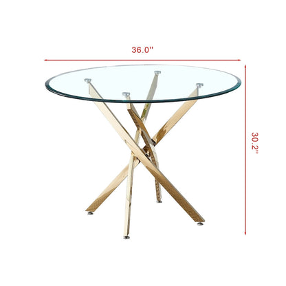 Artisan Contemporary Round Clear Dining Tempered Glass Table