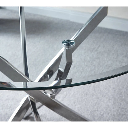 Artisan Contemporary Round Clear Dining Tempered Glass Table