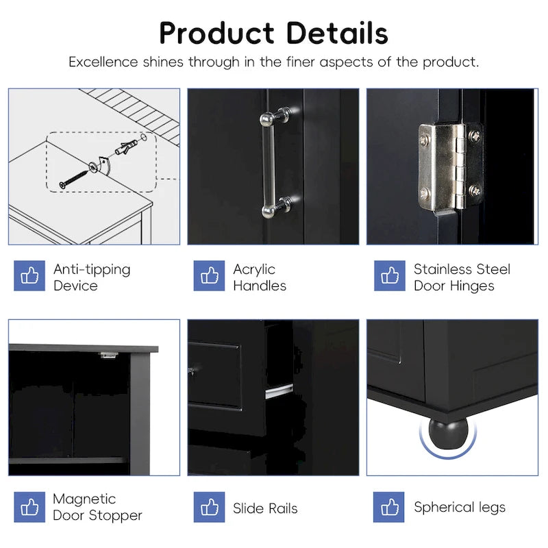 Tall Bathroom Storage Cabinet,Freestanding Storage Cabinet