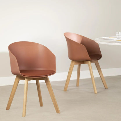 Flam Set of 2 Dinning Chair with Beech Wood Legs