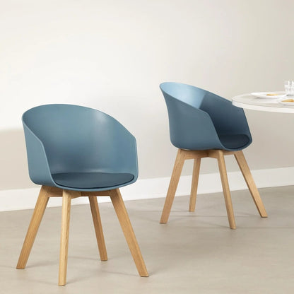 Flam Set of 2 Dinning Chair with Beech Wood Legs