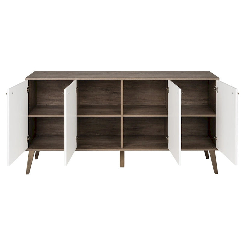 Prepac Milo Mid-Century Modern 4-Door Buffet - 64 W x 32 H x 16 D