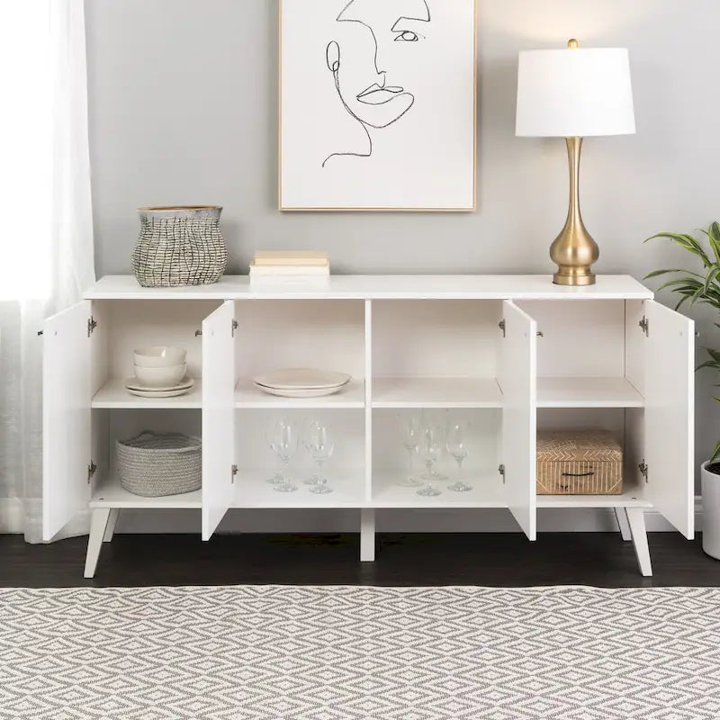 Prepac Milo Mid-Century Modern 4-Door Buffet - 64 W x 32 H x 16 D