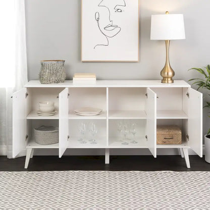 Prepac Milo Mid-Century Modern 4-Door Buffet - 64 W x 32 H x 16 D