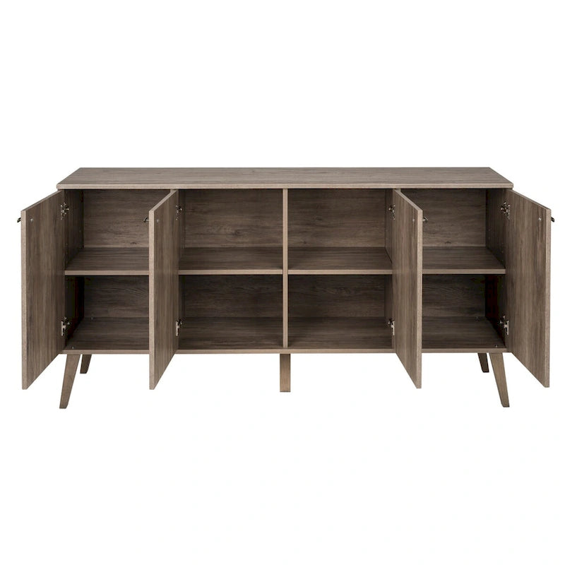 Prepac Milo Mid-Century Modern 4-Door Buffet - 64 W x 32 H x 16 D