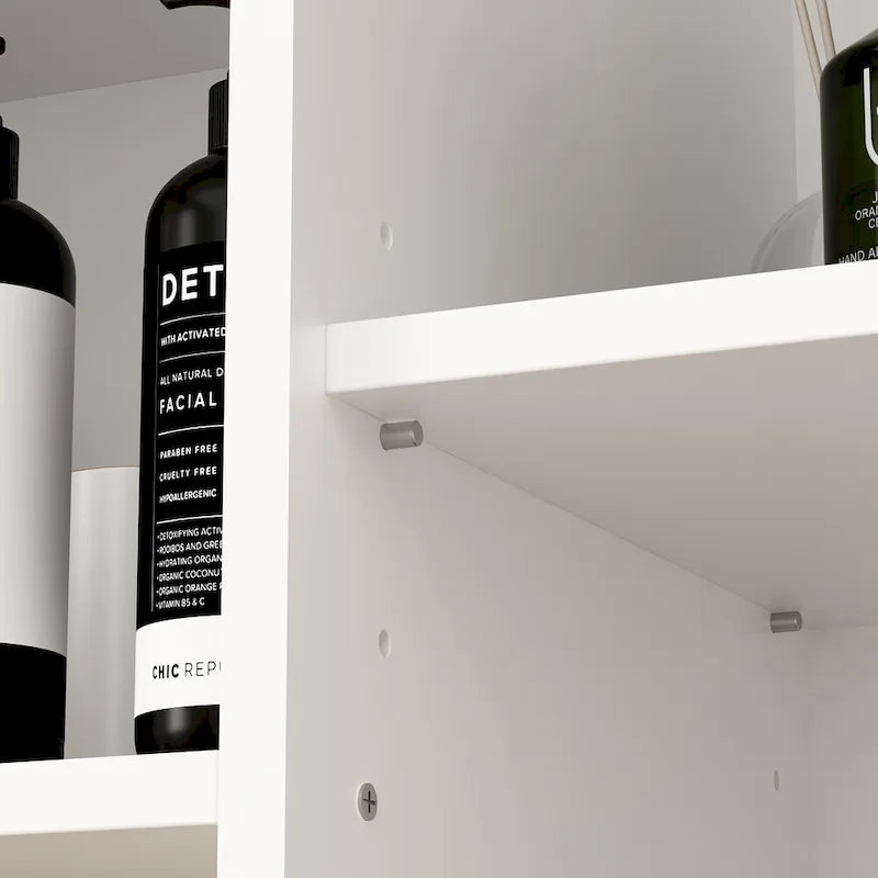 Elegant White Buffet Cabinet with Rotating Drawers Laundry Cabinet