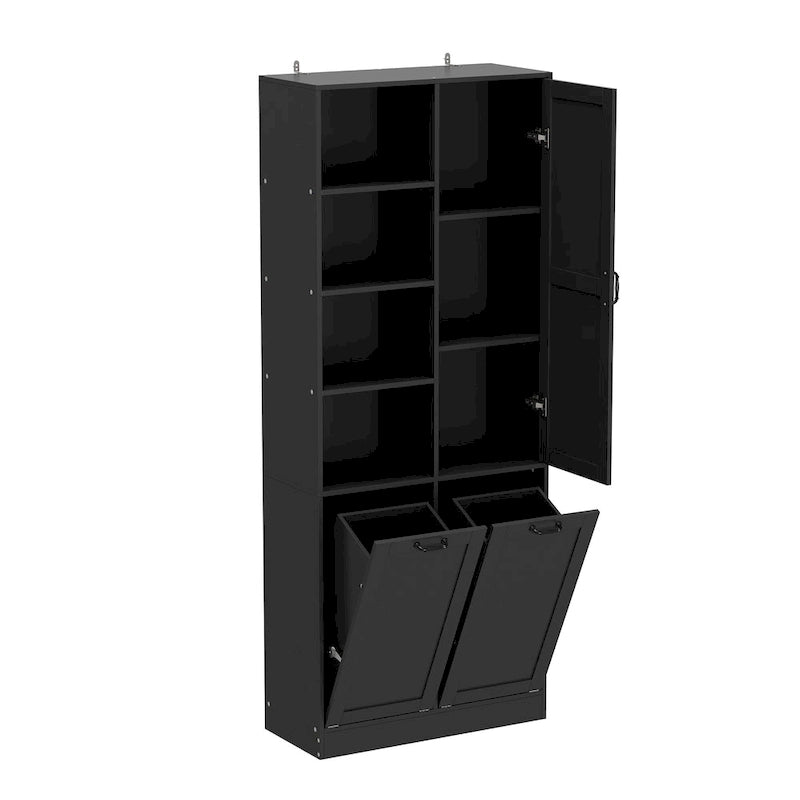 Elegant White Buffet Cabinet with Rotating Drawers Laundry Cabinet