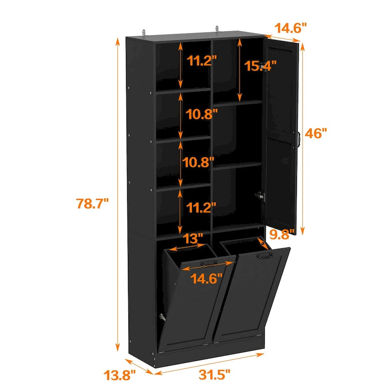 Elegant White Buffet Cabinet with Rotating Drawers Laundry Cabinet